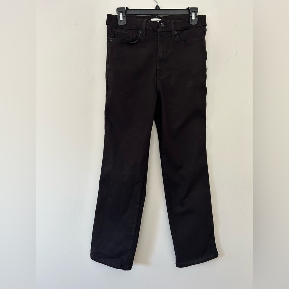 Good American black straight jeans size 6/28 stretch denim